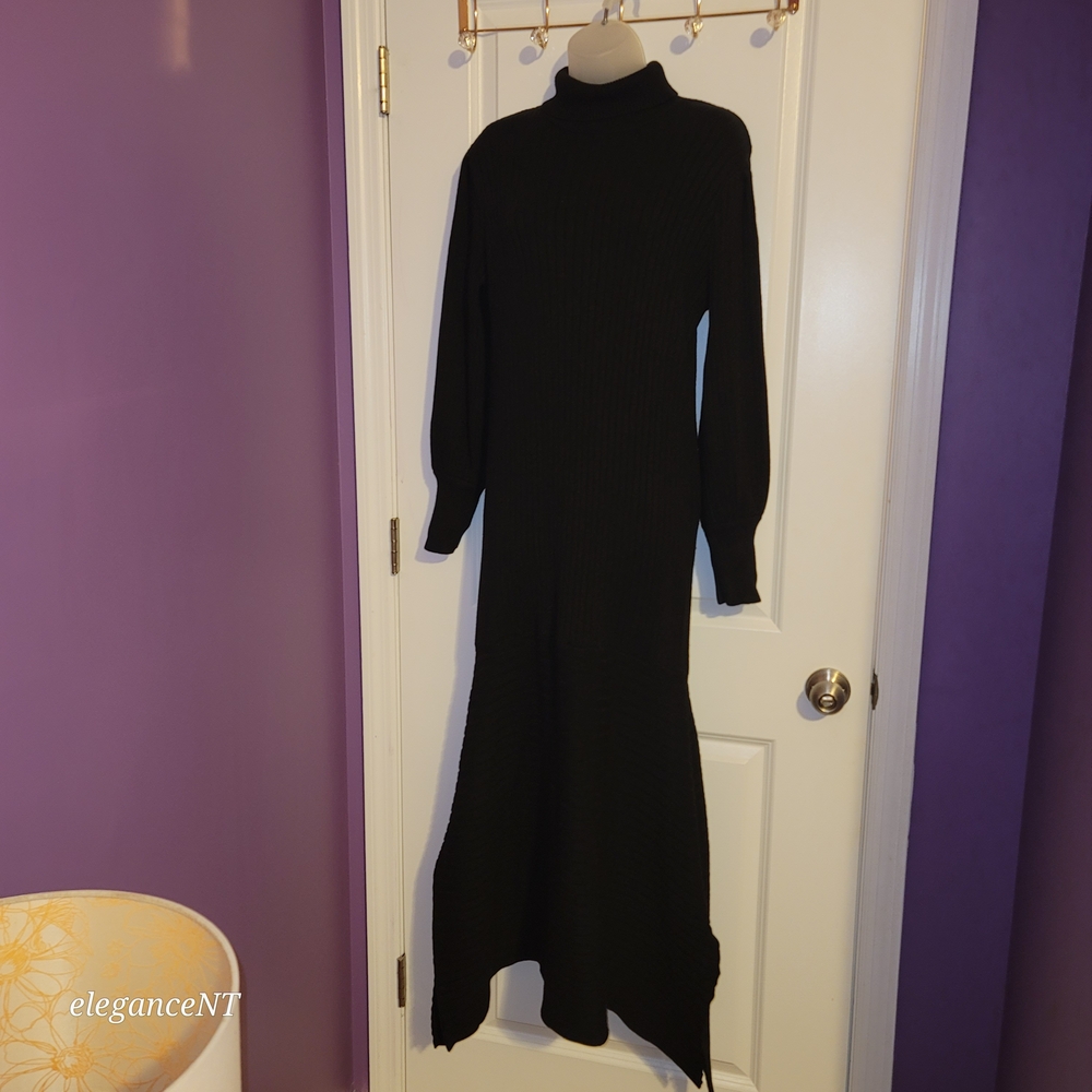Fashion Nova Black Ribbed  Long Sleeve  Sweater Dress Sx: 2X